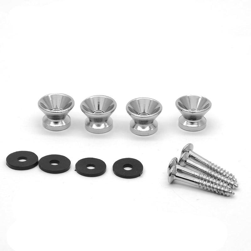 harpfeas 4PCS Metal Strap Buttons End Pins with Mounting Screws for Electric Acoustic Guitar, Bass, Ukulele (Chrome) - Image 2